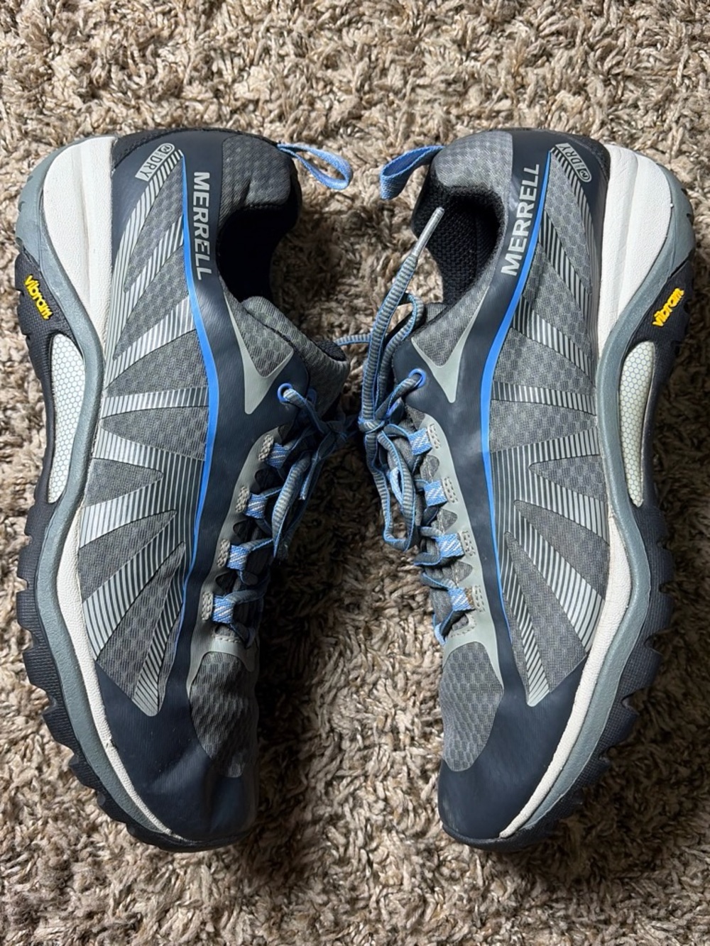 Merrell Monument Women’s 11 Hiking Trail Shoes Vibram Gray Blue Performance